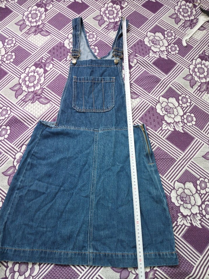 Kadın Lacivert Denim Kısa Salopet - Görsel 5