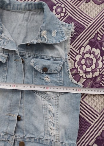 Düğmeli Mini kız çocuk kot Yelek - Görsel 3