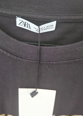 Zara Zincir Detaylı Siyah Baskılı Kadın Sweatshirt