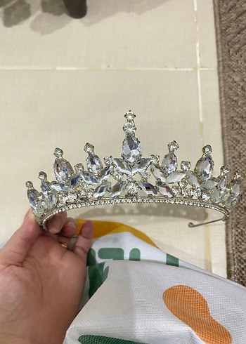 Beyaz Işıltılı Taşlı Gelin Tacı - Görsel 2