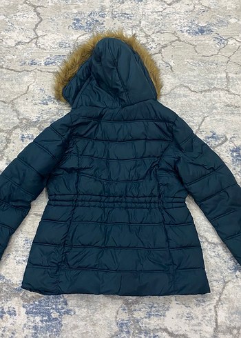 Kürklü Kapüşonlu Lacivert Kadın Kış Montu - Görsel 2