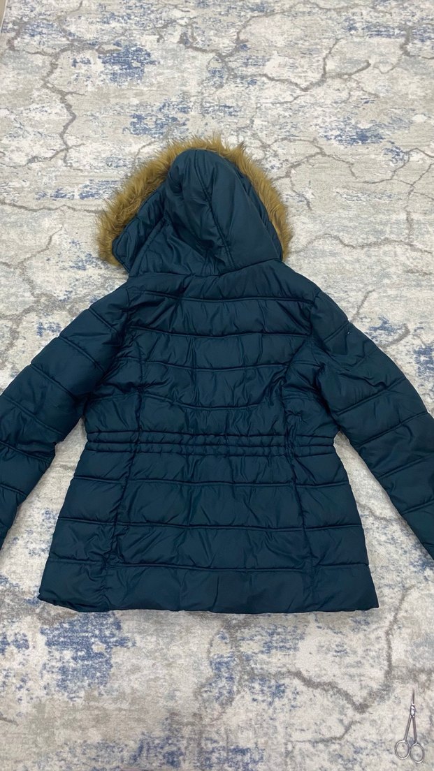 Kürklü Kapüşonlu Lacivert Kadın Kış Montu - Görsel 2