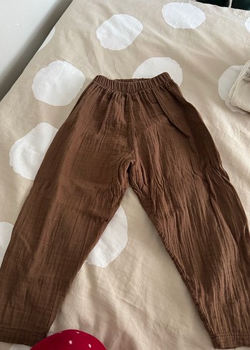 Kadın Kahverengi Keten Pilili Bol Pantolon