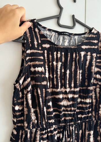 Kahverengi Piliseli Bağlama Desenli Hamile Midi Elbise - Görsel 4