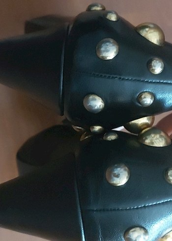 Vintage tarz siyah  pirinç zımbalı  stiletto - Görsel 6