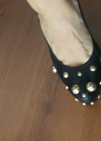 Vintage tarz siyah  pirinç zımbalı  stiletto - Görsel 9