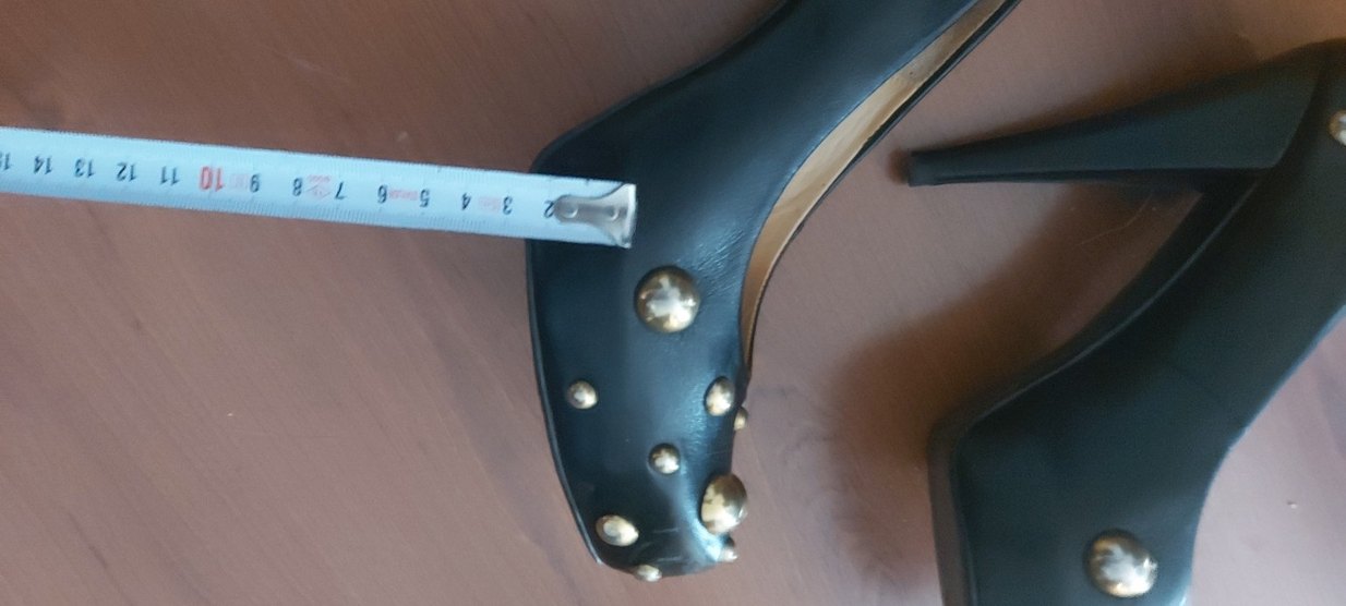 Vintage tarz siyah  pirinç zımbalı  stiletto - Görsel 4