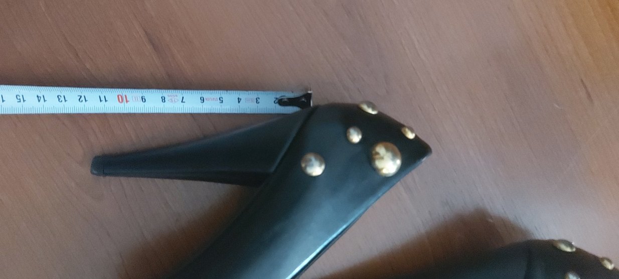 Vintage tarz siyah  pirinç zımbalı  stiletto - Görsel 3