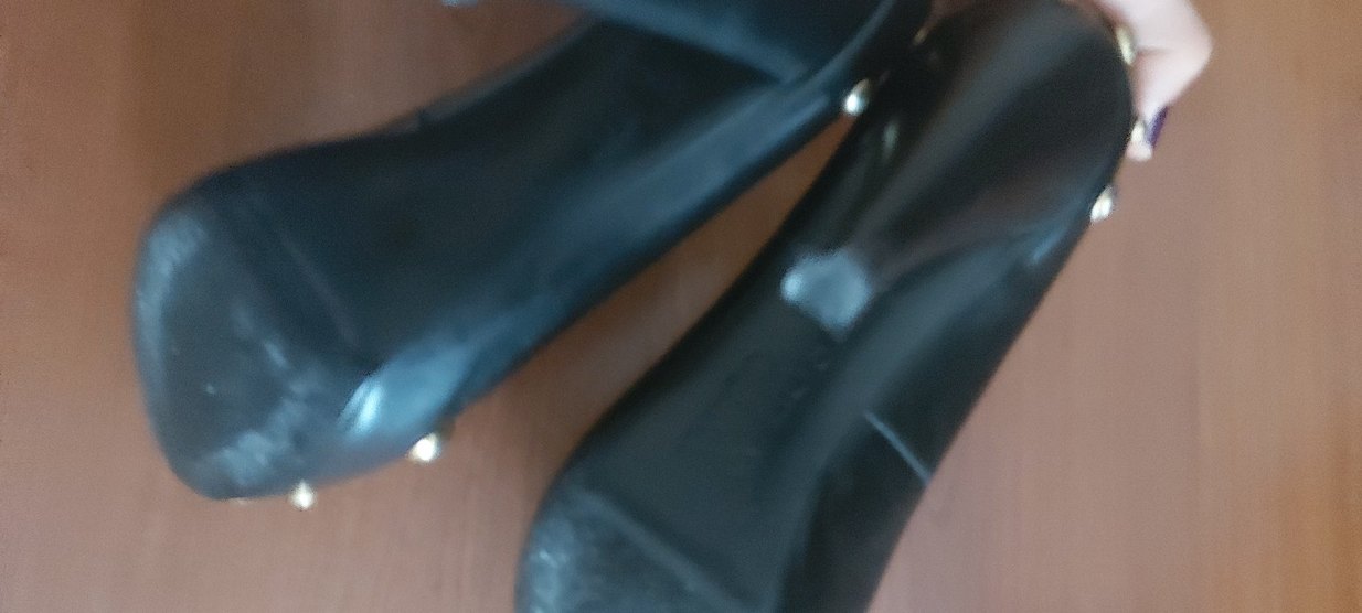 Vintage tarz siyah  pirinç zımbalı  stiletto - Görsel 5