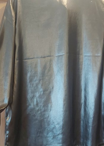 Gri Parlak Kadın Saten Gömlek - Görsel 6