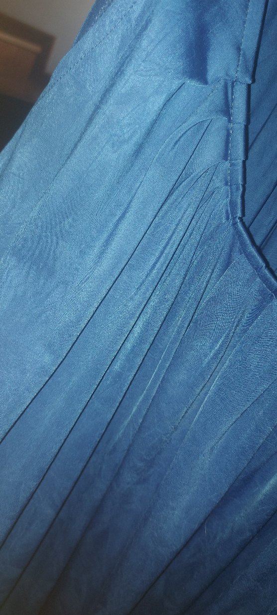 Mavi Uzun Salaş Drapeli Elbise - Görsel 3