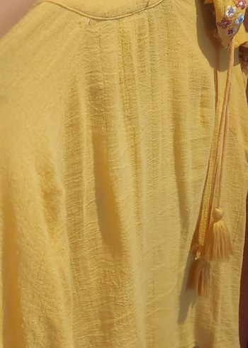 Sarı Nakışlı Bohem Uzun Kollu Bluz - Görsel 5