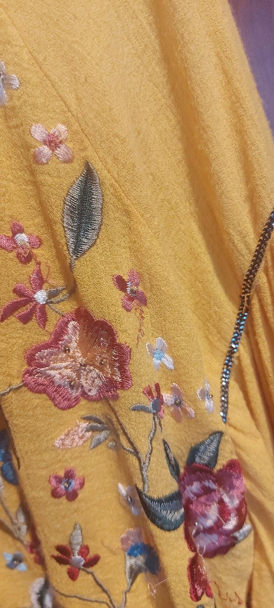 Sarı Nakışlı Bohem Uzun Kollu Bluz - Görsel 4