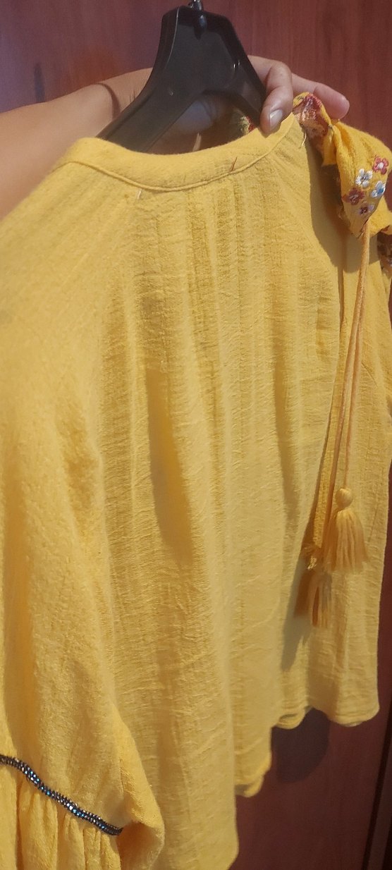 Sarı Nakışlı Bohem Uzun Kollu Bluz - Görsel 5