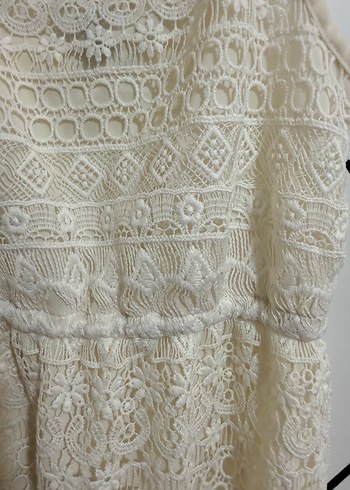 Beyaz Nakışlı Straplez Hamile Geceliği - Görsel 5