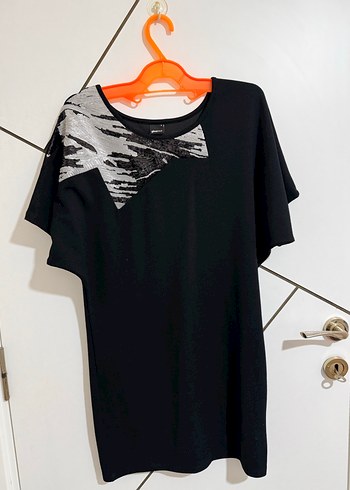 Siyah Kısa Kollu Hamile Tunik - Görsel 3