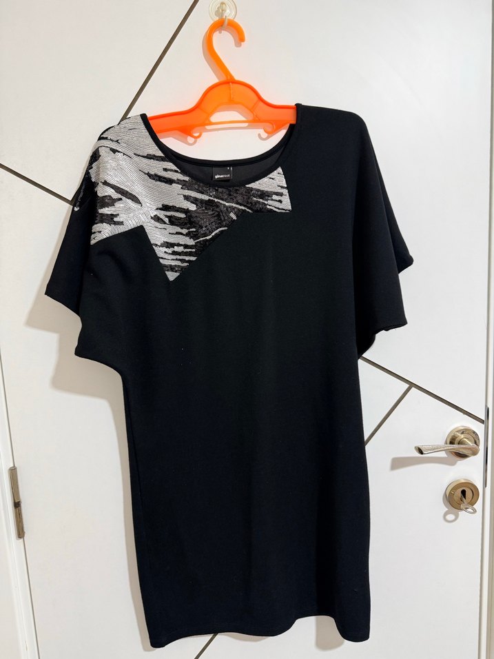 Siyah Kısa Kollu Hamile Tunik - Görsel 3