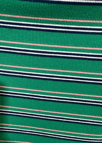 Yeşil Çizgili Kısa Kollu Hamile Elbisesi - Görsel 7
