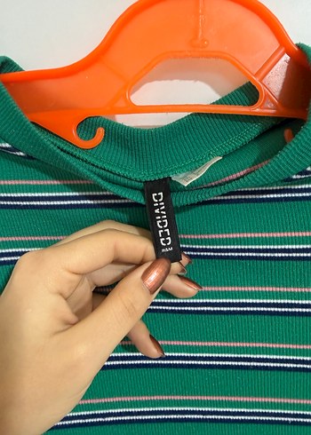 Yeşil Çizgili Kısa Kollu Hamile Elbisesi - Görsel 6