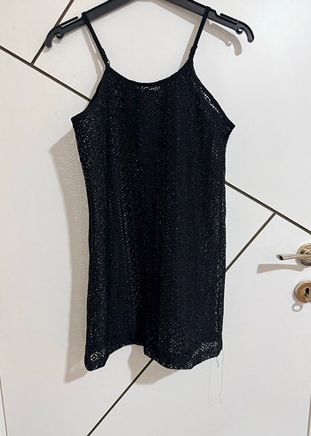 Siyah Örgü Mini Elbise - Görsel 3