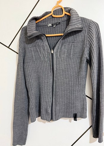 Gri Fermuarlı Boğazlı Hamile Kazak - Görsel 4