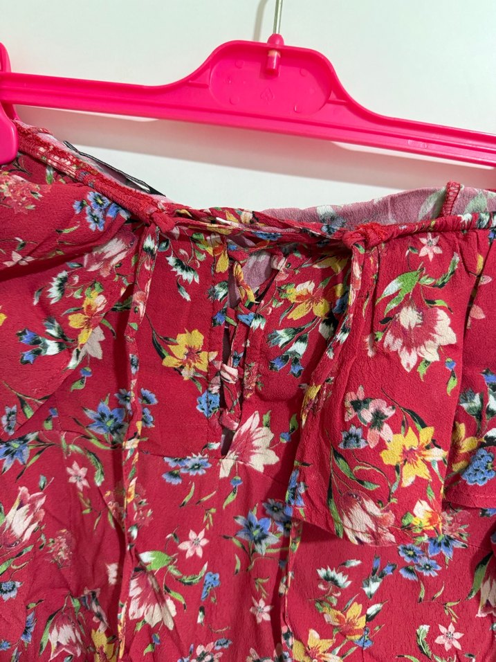 Çiçek Desenli Volanlı elbise - Görsel 4