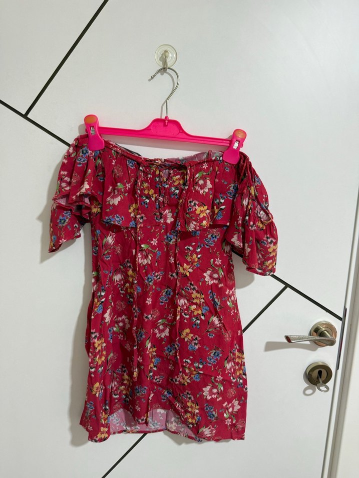 Çiçek Desenli Volanlı elbise - Görsel 5