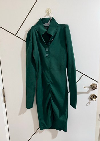 Düğmeli Yeşil Kadın Uzun Kollu Tulum - Görsel 4