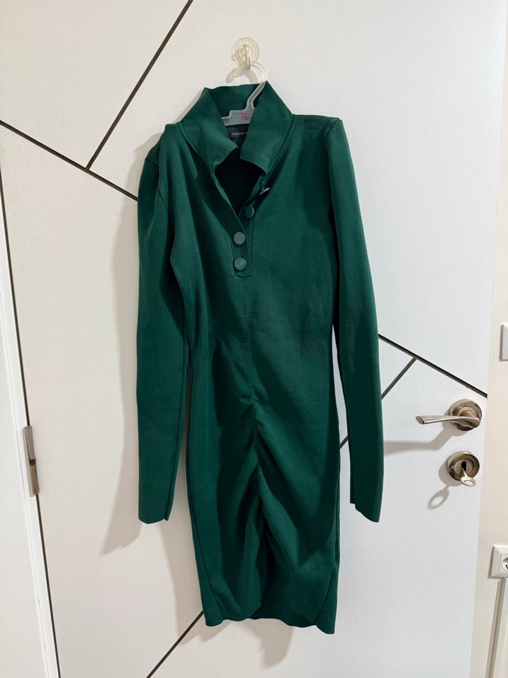 Düğmeli Yeşil Kadın Uzun Kollu Tulum - Görsel 4