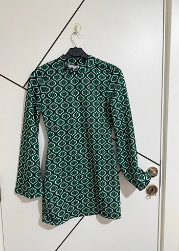 Zincir Detaylı Yeşil Retro Hamile Tunik - Görsel 2