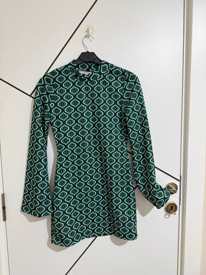 Zincir Detaylı Yeşil Retro Hamile Tunik - Görsel 2