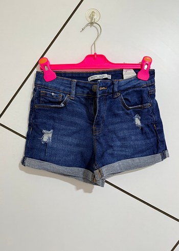 Düğmeli Mavi Kot Şort Mini Boy - Görsel 6