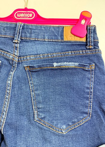 Düğmeli Mavi Kot Şort Mini Boy - Görsel 2