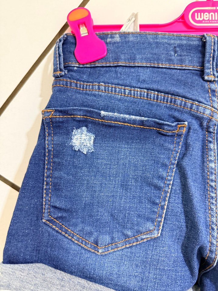 Düğmeli Mavi Kot Şort Mini Boy - Görsel 3