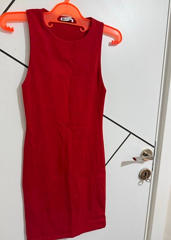 Kolsuz V Yakalı Kırmızı Kadın Tulum - Görsel 4