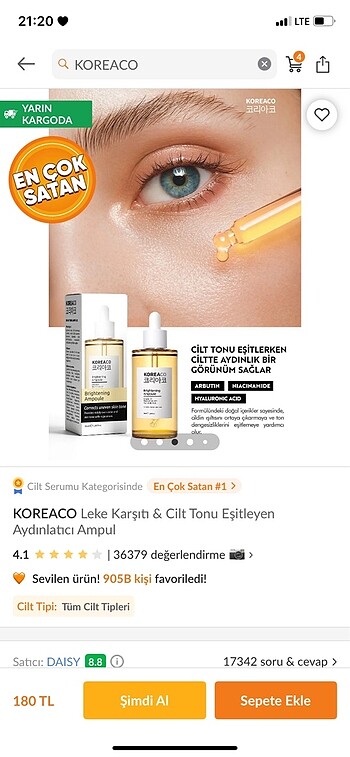  Beden Renk Koreaco serum