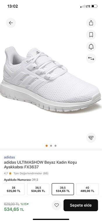 Orijinal Adidas beyaz spor ayakkabı