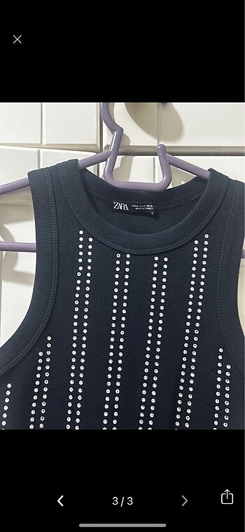 s Beden Zara Taşlı Fitilli Bluz