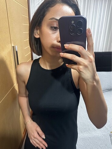 m Beden Pull and Bear Siyah Basic Elbise