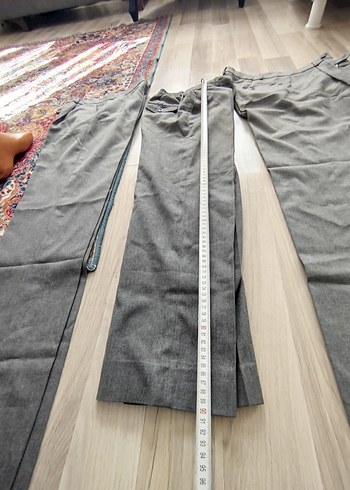 38 Beden gri Renk Gri Erkek Ofis Pantolonu, Kemerli, Regular Fit
