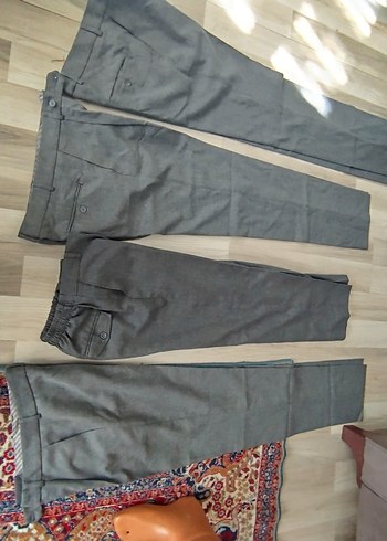 Gri Erkek Ofis Pantolonu, Kemerli, Regular Fit