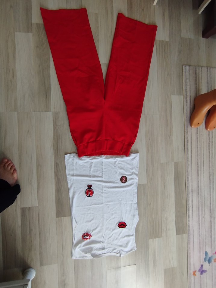 Kırmızı Kadın Rahat Kesim  Pantolonu penyesi - Görsel 2