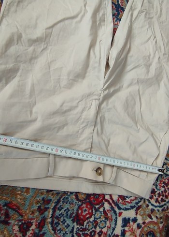 Mango Kadın Beyaz Pamuklu Midi Kumaş Pantolon