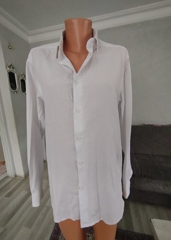 Erkek Beyaz Keten Regular Fit Gömlek