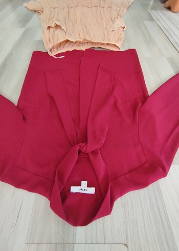 Bordo Drapeli Uzun Kadın Bluz Etek - Görsel 7