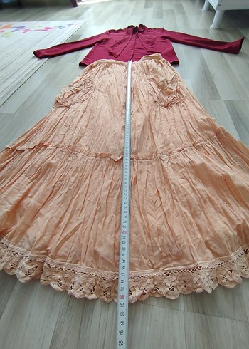 Bordo Drapeli Uzun Kadın Bluz Etek - Görsel 12