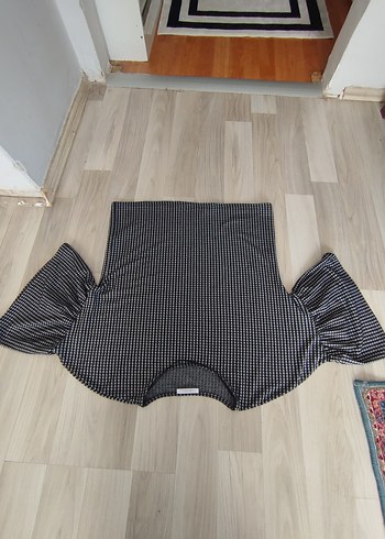 38 Beden gri Renk Gri Piliseli Kısa Geniş Kesim Kadın Bluz