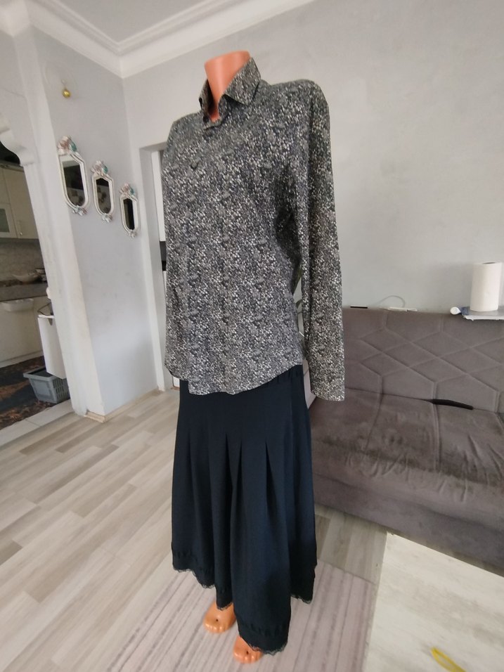 Gri Yılan Desenli Pamuklu Takım kombin - Görsel 4