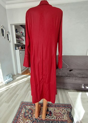 Bordo Uzun Kollu Kadın trenc Deri görünümlü - Görsel 8