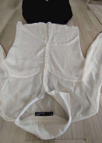 Beyaz İpek Görünümlü Ofis Gömleği ve pantolonu - Görsel 4